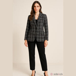 NWT The Drop Women's Blake-Black Boucle Blazer, Black & White, Size Med